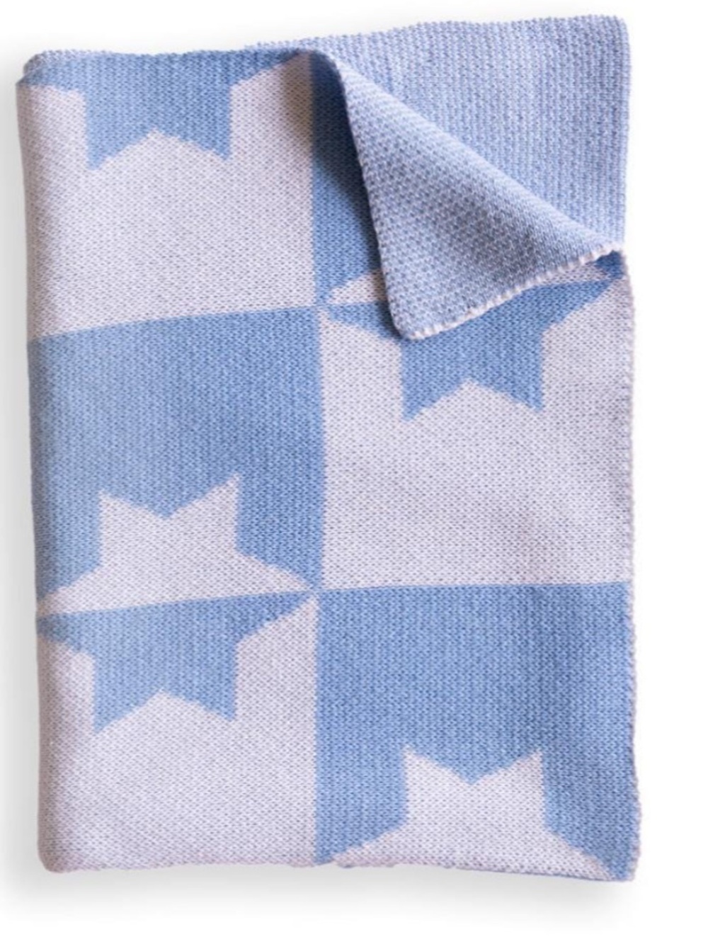 Blue & White Star Knit baby Blanket